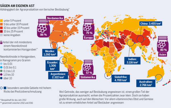 Grafik Abhängigkeit der Agrarproduktion von tierischer Bestäubung