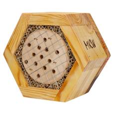 Insektenhotel Honigwabe aus Holz mit Schilf