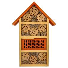 Insektenhotel für Mauerbienen mit Stämmen und Tonziegeln