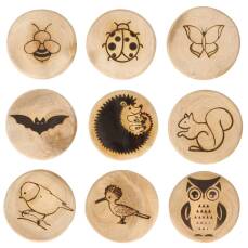 Memory-Spiel für Kinder mit Tieren auf Holzscheiben